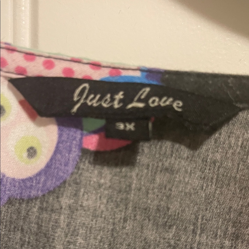 Just Love Women's Owl Print Top - Black and Multicolor scrub top - Picture 2 of 2